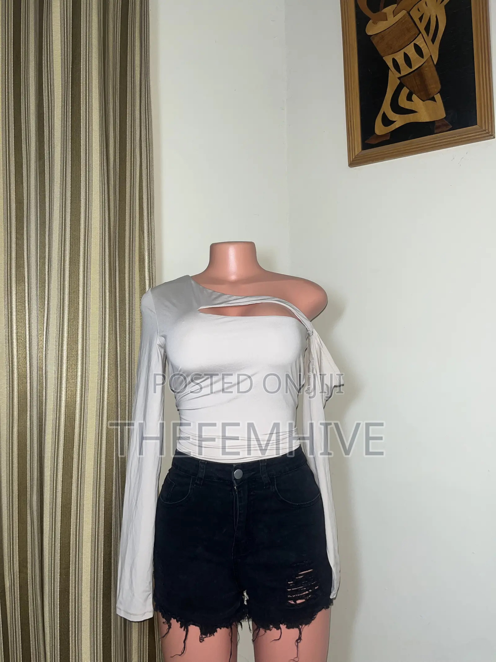 Nude Asymmetric Crop Top Thrift