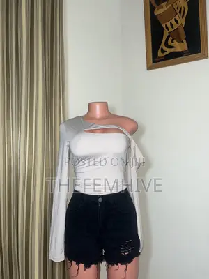 Nude Asymmetric Crop Top Thrift
