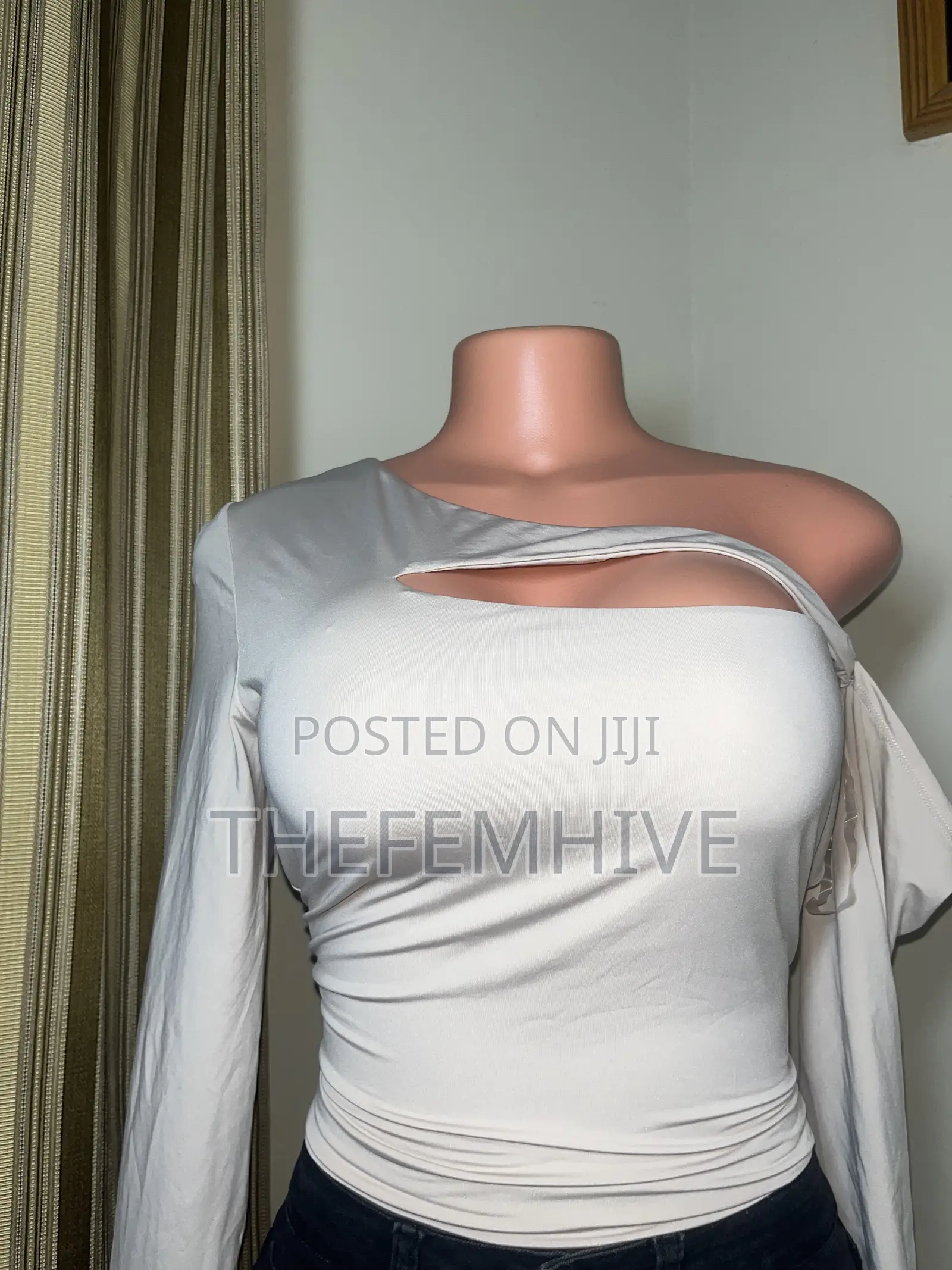 Nude Asymmetric Crop Top Thrift