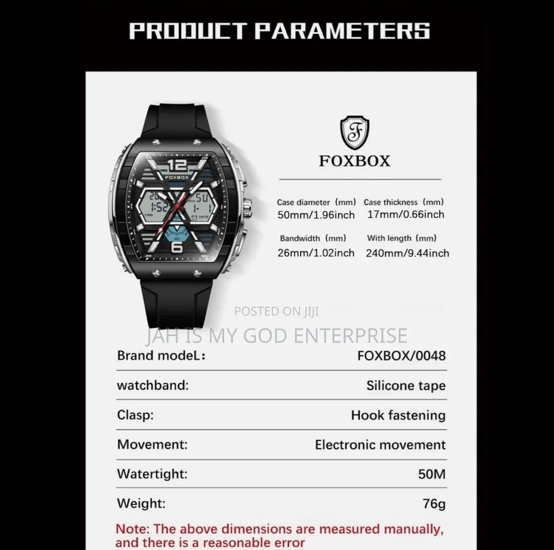 Lige Foxbox Digital Men Military 50m Waterproof Led Quartz Sport Watch