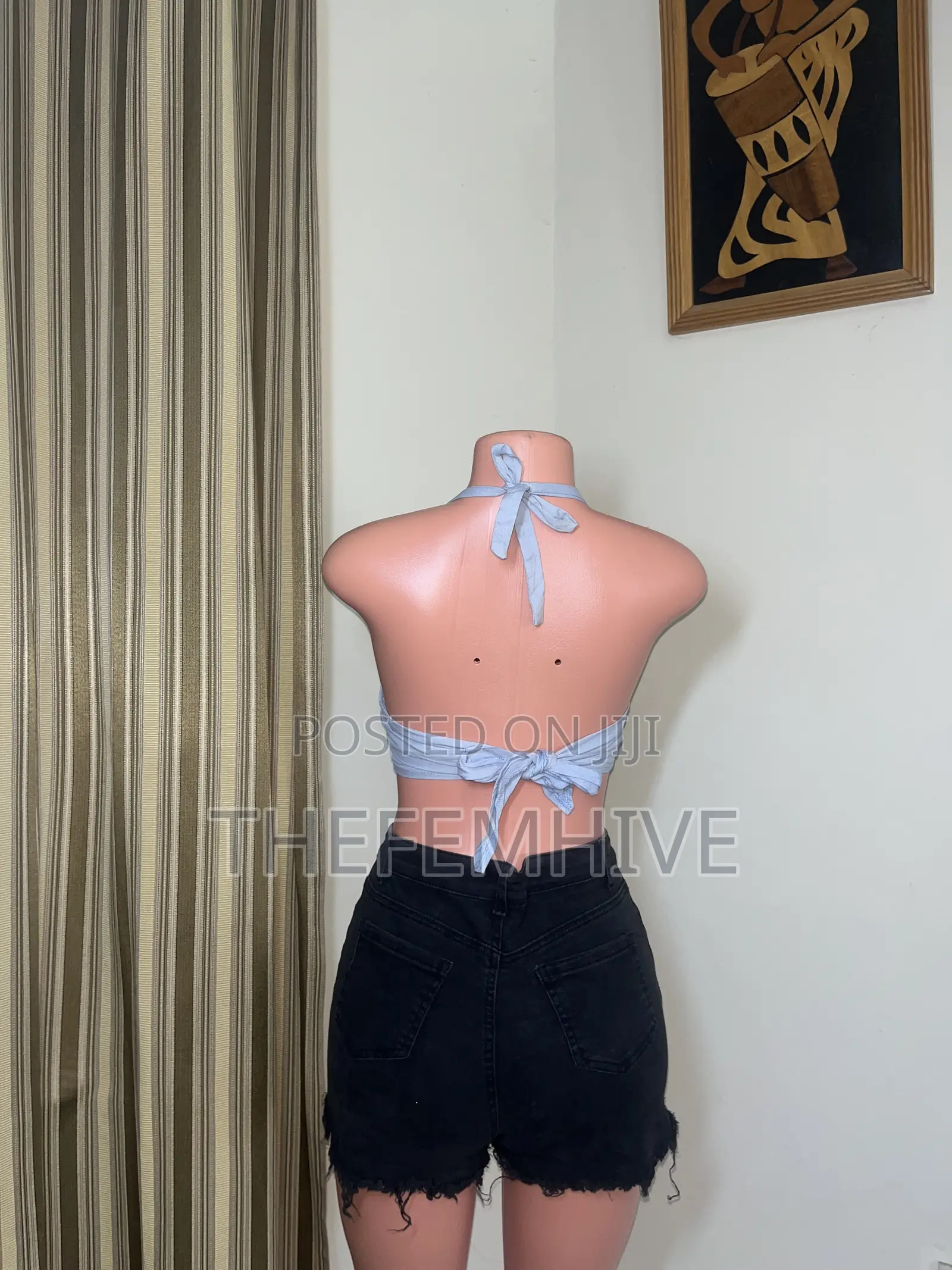Light Blue Bare Back Crop Top Thrift