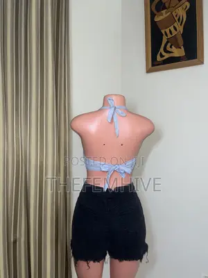 Light Blue Bare Back Crop Top Thrift