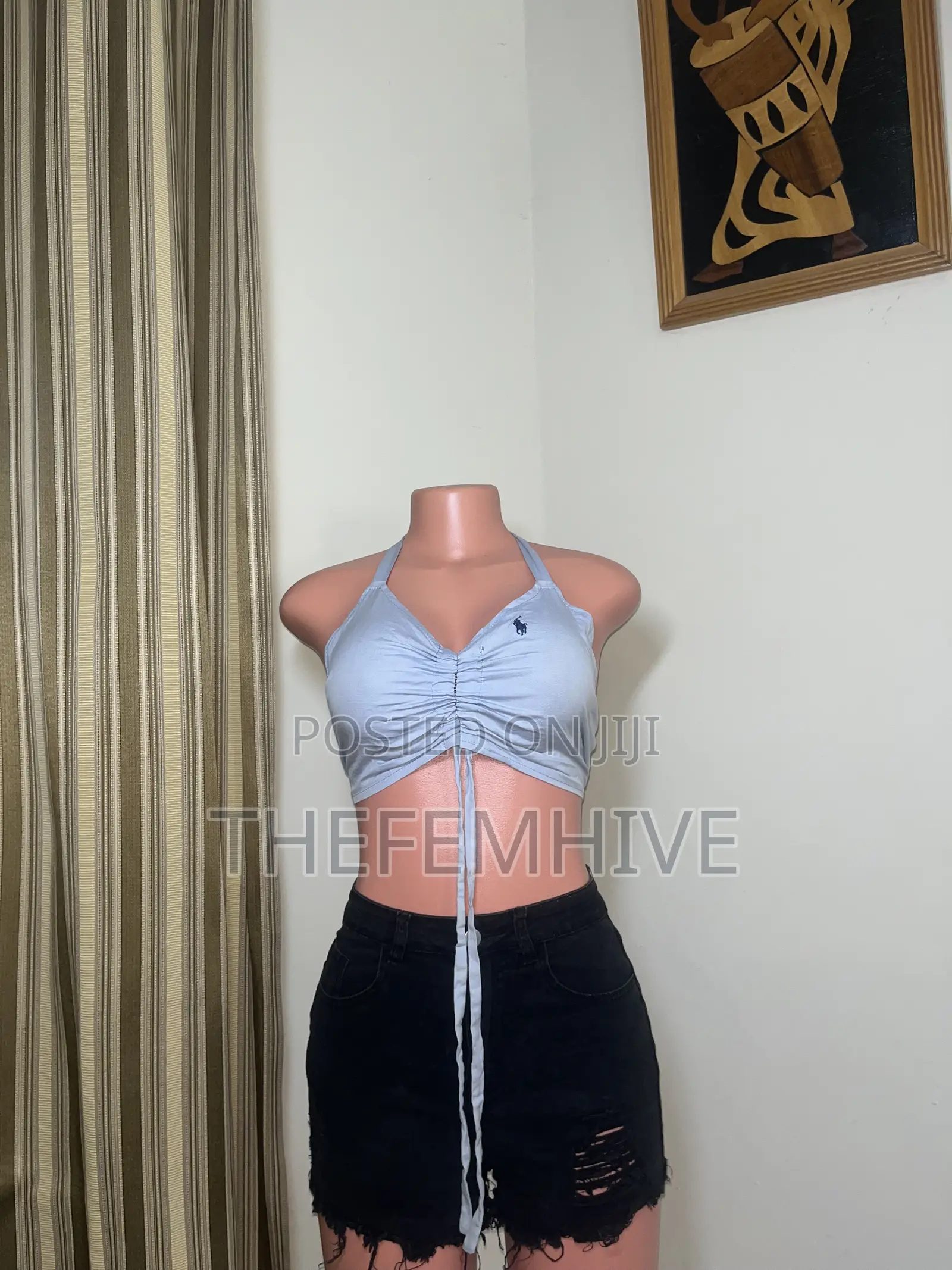 Light Blue Bare Back Crop Top Thrift