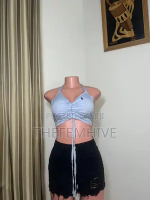 Light Blue Bare Back Crop Top Thrift