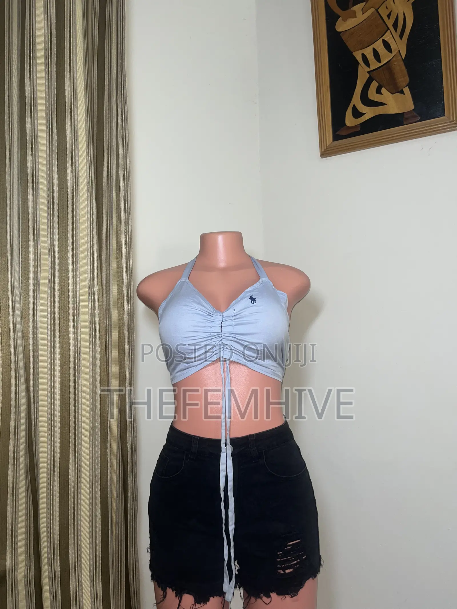 Light Blue Bare Back Crop Top Thrift