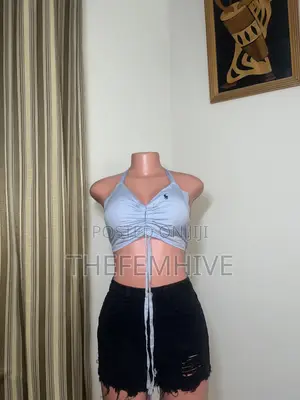 Light Blue Bare Back Crop Top Thrift