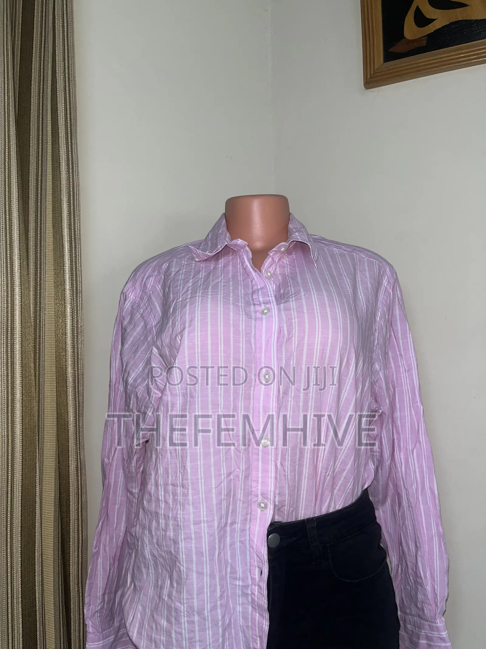 Pink and White Stripe Primark Long Sleeves Shirt