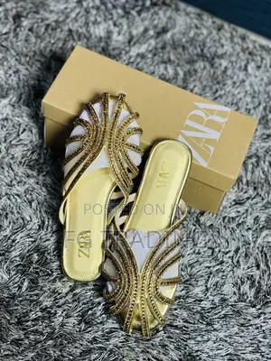 Zara Slippers _ Ladies Gold Slipper