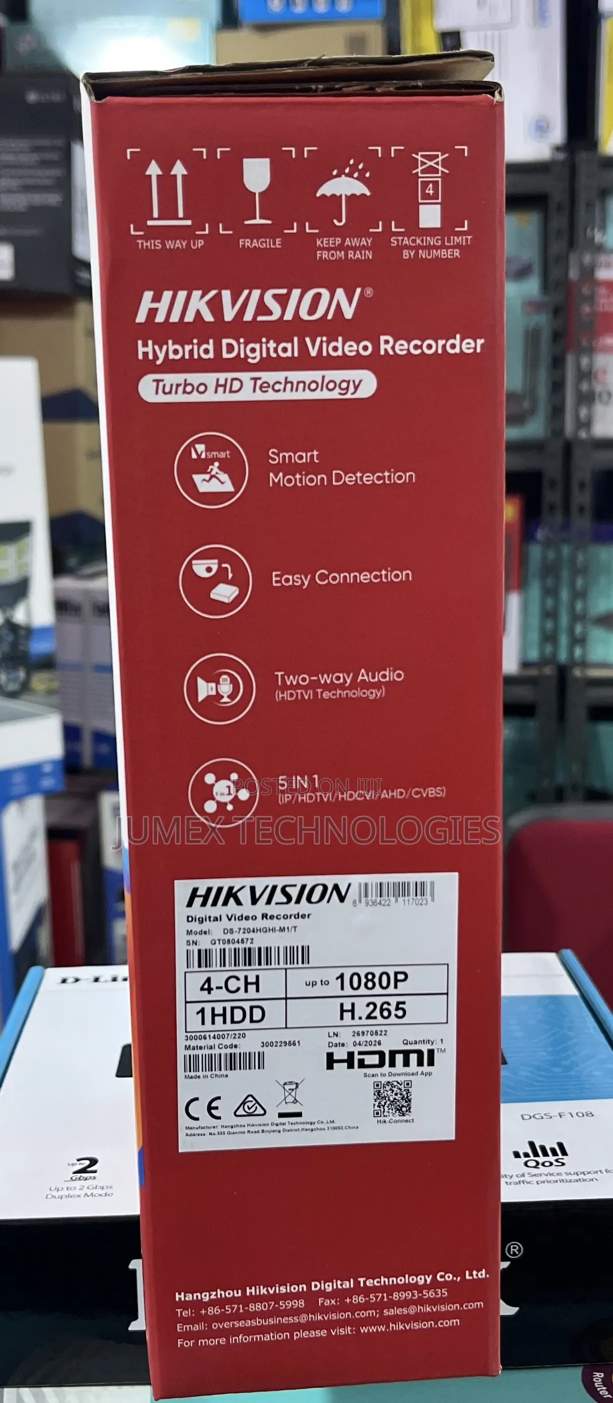 HIKVISION 4CH Hybrid DVR Turbo HD Two-Way Audio 2MP DS-7204HGHI-Mi/T