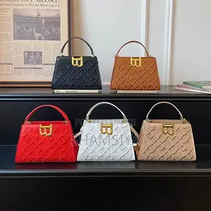 Elegant Brown Structured Handbag – Gold Detail