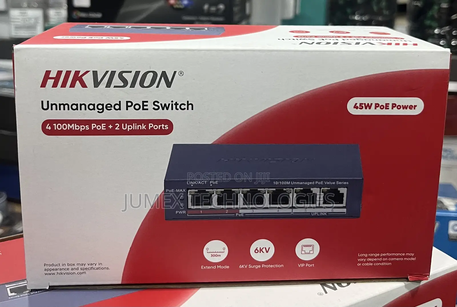 HIKVISION 4Port Unmanaged PoE Switch DS-3E0106P-E PoE + 2 Uplink Ports