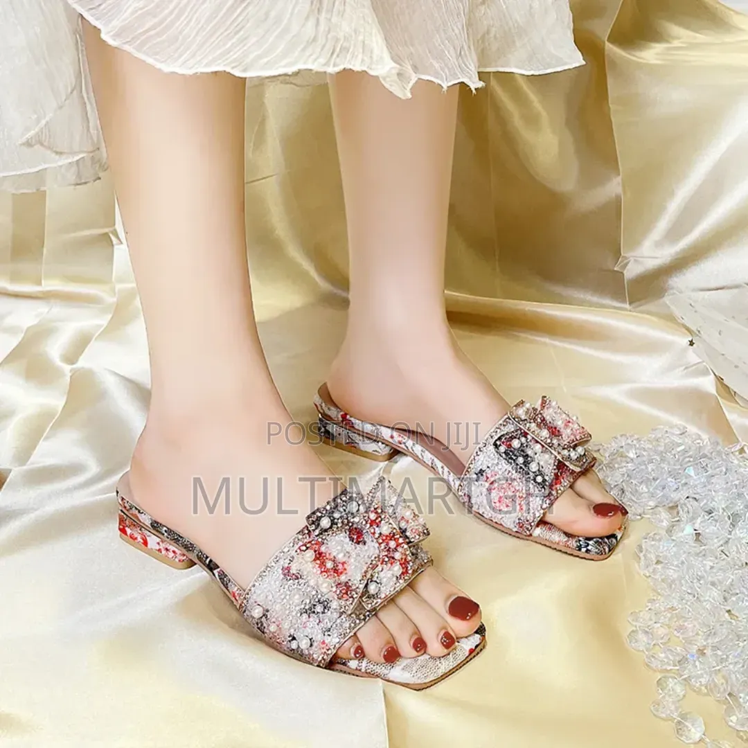 Ladies Rhinestone Flat Slippers