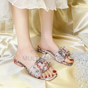 Ladies Rhinestone Flat Slippers