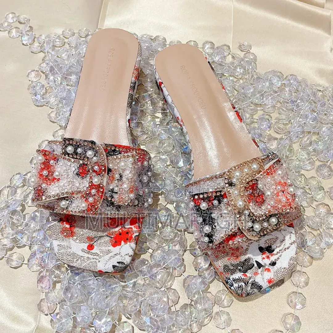Ladies Rhinestone Flat Slippers