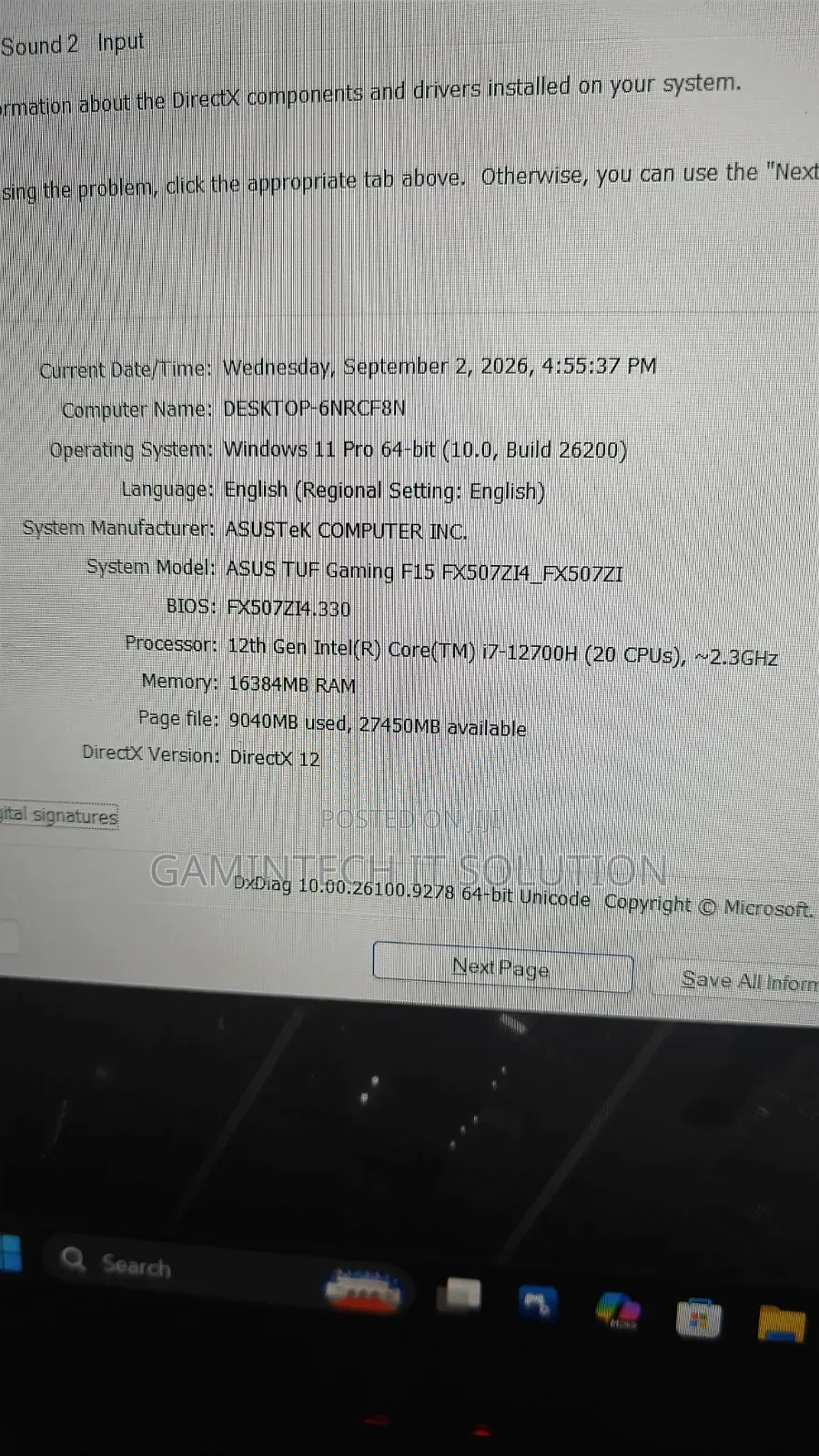 Laptop Asus TUF Gaming F15 16GB Intel Core i7 SSD 512GB