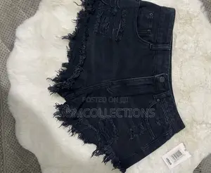 URBAN Denim Shorts Black Distressed Fringe