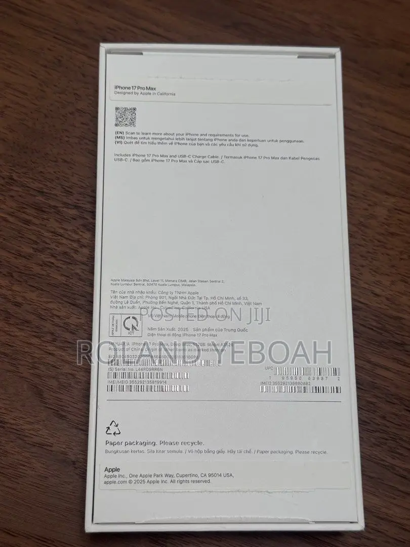New Apple iPhone 17 Pro Max 1 TB Blue