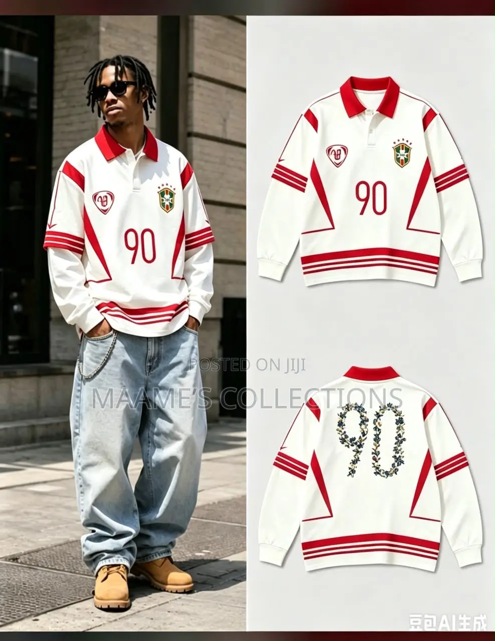 Men Women Long Sleeve Polo Sports Jersey – Stylish 90 Design