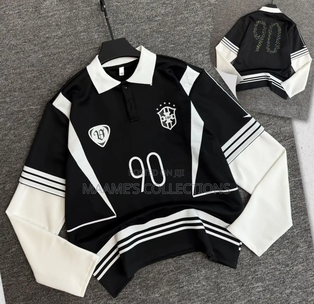 Men Women Long Sleeve Polo Sports Jersey – Stylish 90 Design