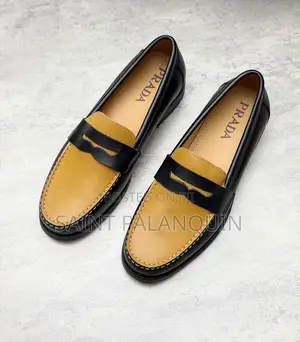 Penny Loafers Striking Contrast Dark Brown and Mustard Yellow Panels