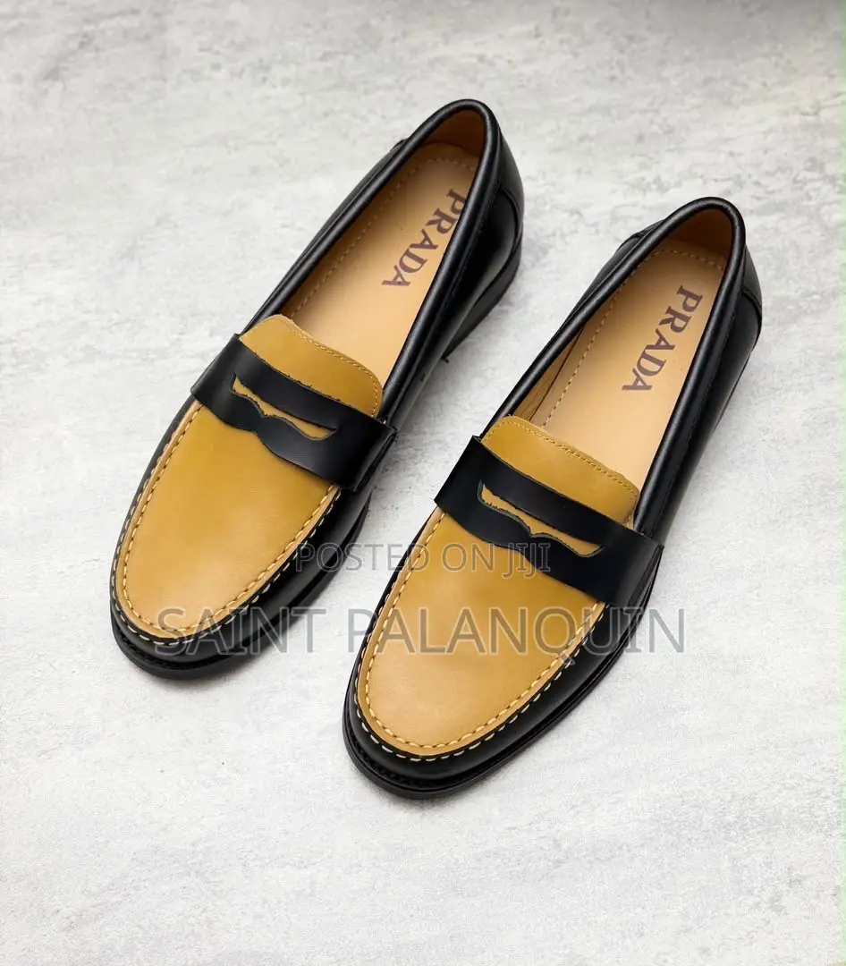 Penny Loafers Striking Contrast Dark Brown and Mustard Yellow Panels