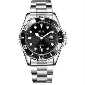MEIBO Men's Luxury Stainless Steel Quartz Watch – Black Silver