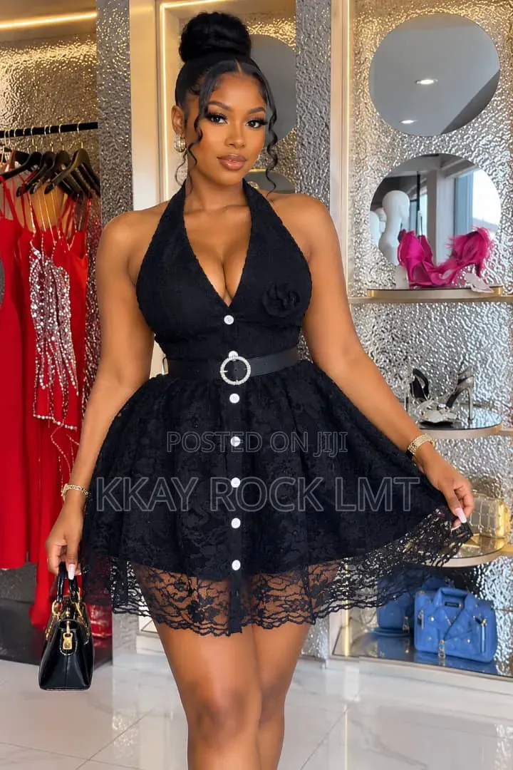 Black Lace Dress Party Wear