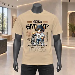 Original 100% Cotton, Bear Graphic Print T-Shirt, Men T-Shirts