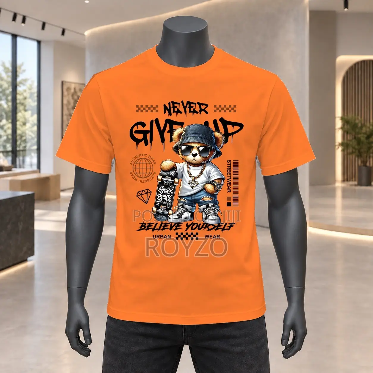 Original 100% Cotton, Bear Graphic Print T-Shirt, Men T-Shirts