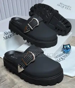 Black Chunky Lug-Sole Mule .