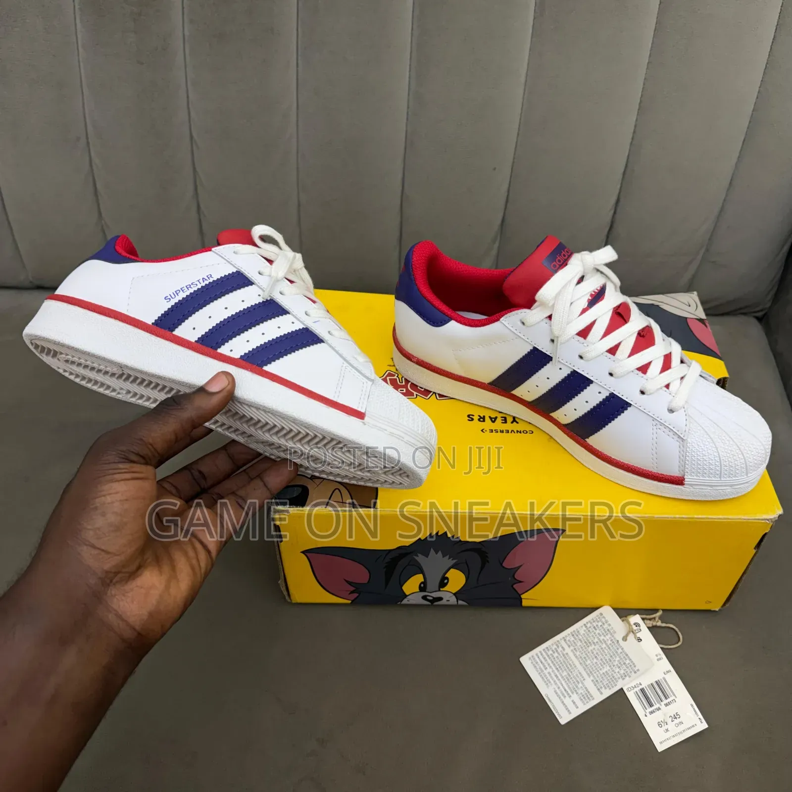 Adidas Superstar "Cloud White / Dark Blue / Red