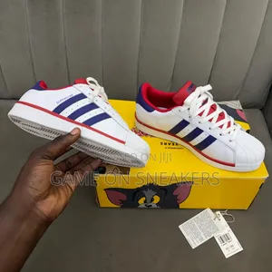 Adidas Superstar "Cloud White / Dark Blue / Red