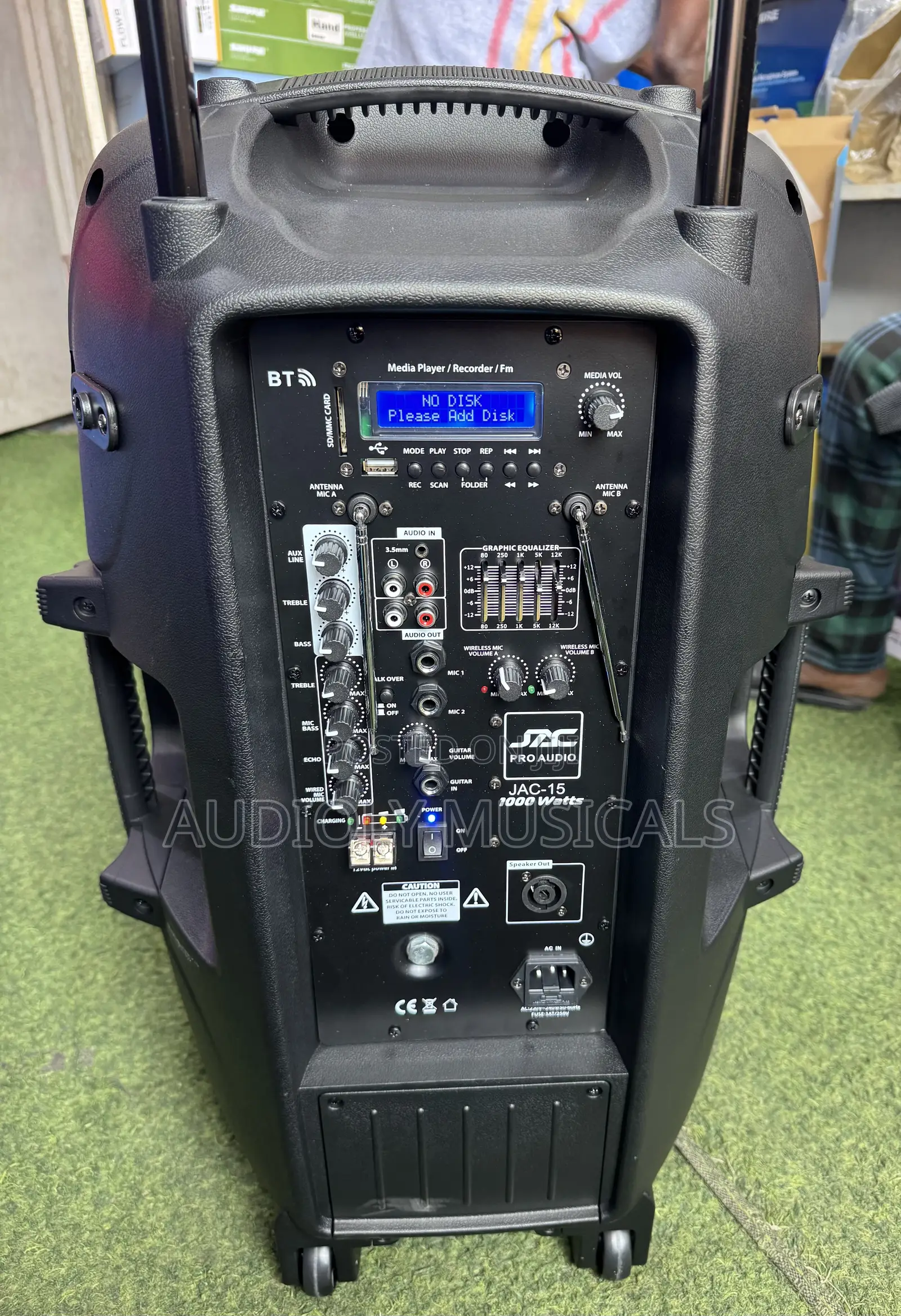 12Inches Bluetooth Rechargeable Speaker With Two Microphones