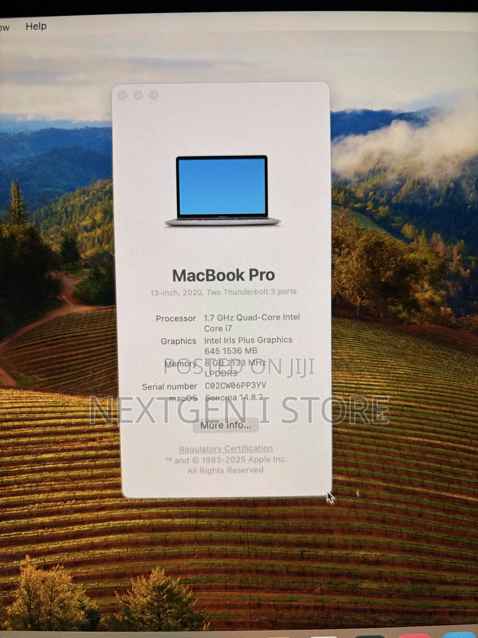 Laptop Apple MacBook Pro 2020 8GB Intel Core i7 SSD 256GB
