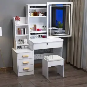 Vanity Desk Set With a Built-in Sliding LED