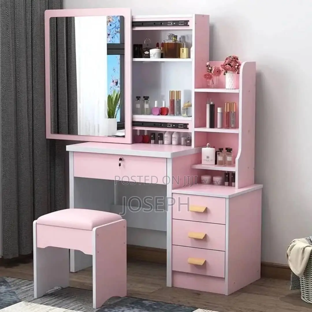 Vanity Desk Set With a Built-in Sliding LED