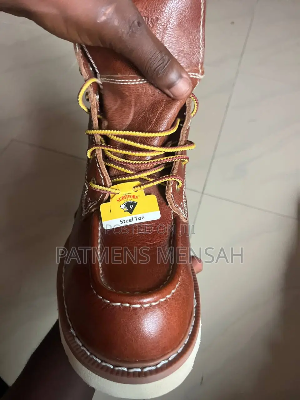 Men's Genuine Leather Mock Steel Toe Boots(Herman Survivors)- White So