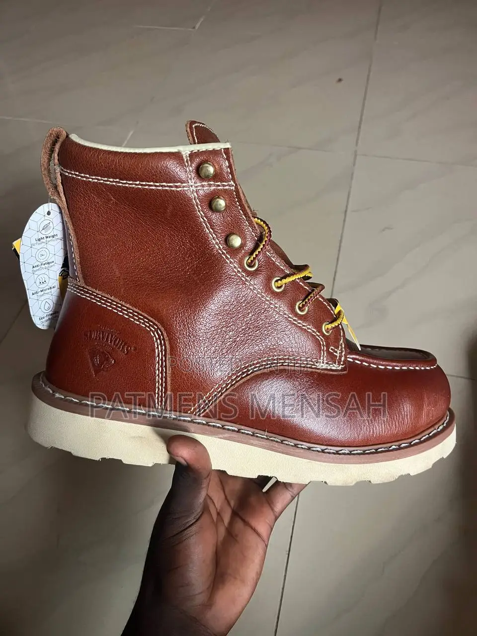Men's Genuine Leather Mock Steel Toe Boots(Herman Survivors)- White So
