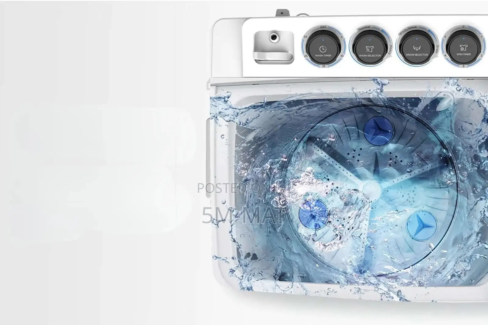 Dual Force Pulsator Midea 12kg Twin Tub Washing Machine, White