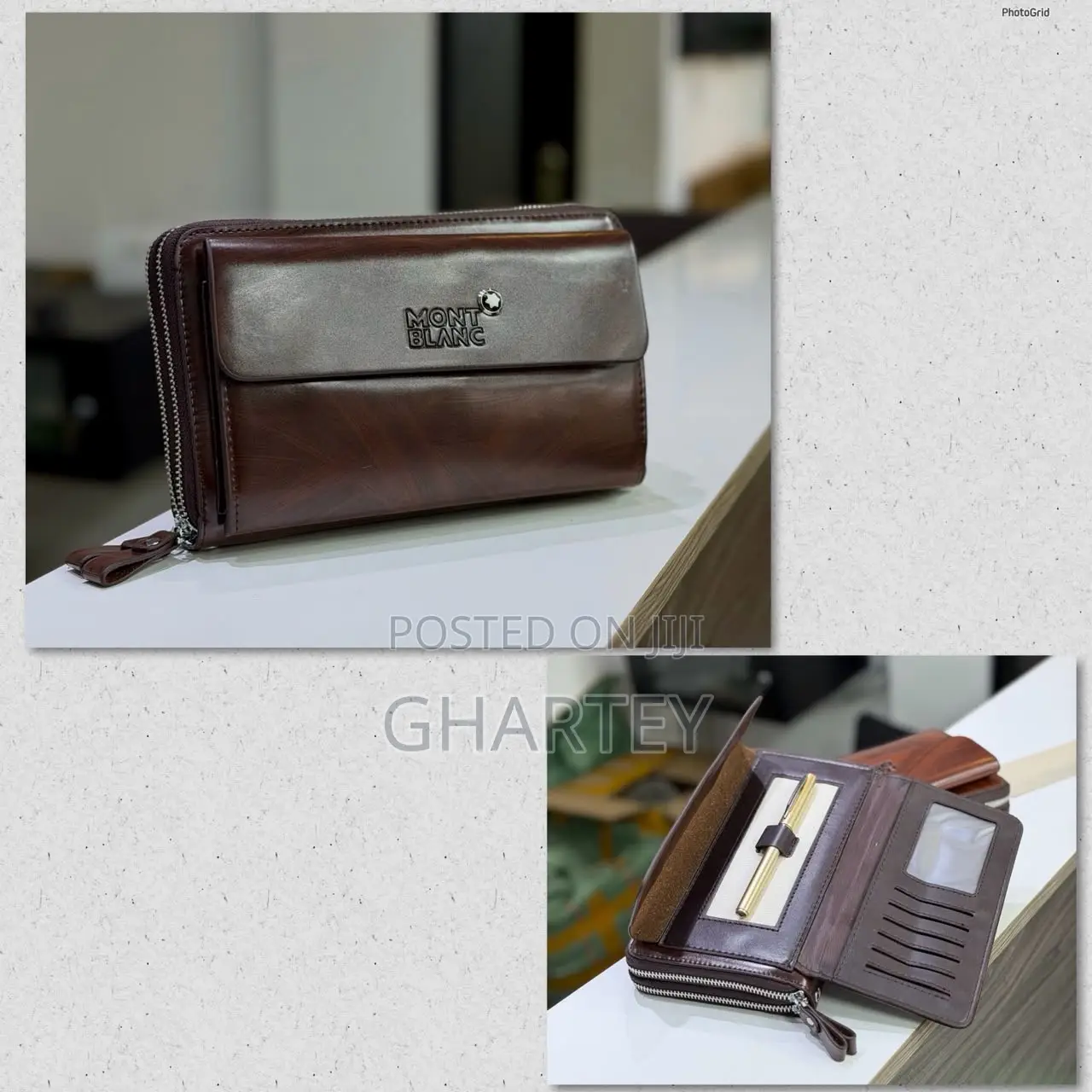 Premium Montblanc Leather Zipper Pouch,Available in 3 Beautiful Colors