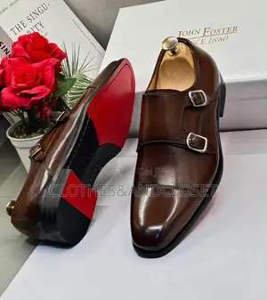 Dark Brown Leather Double Monk Strap Dress Shoes