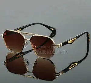 Men's Square Sunglasses – Black Gold Frame, Brown Lens