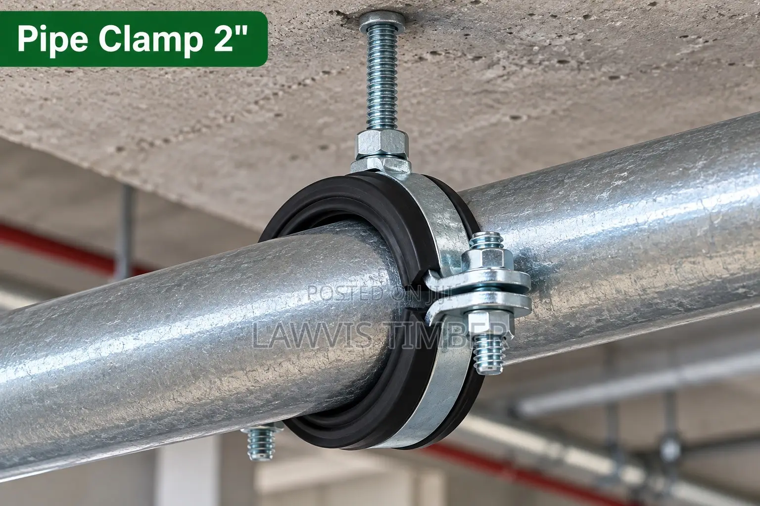Galvanized Rubber-Lined Pipe Clamp 2”