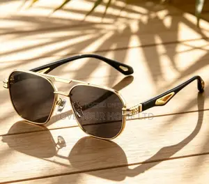 Men's Square Sunglasses – Black Gold Frame, Brown Lens
