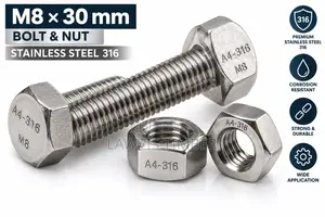 M8 X 30mm Stainless Steel 316 Bolt Nut