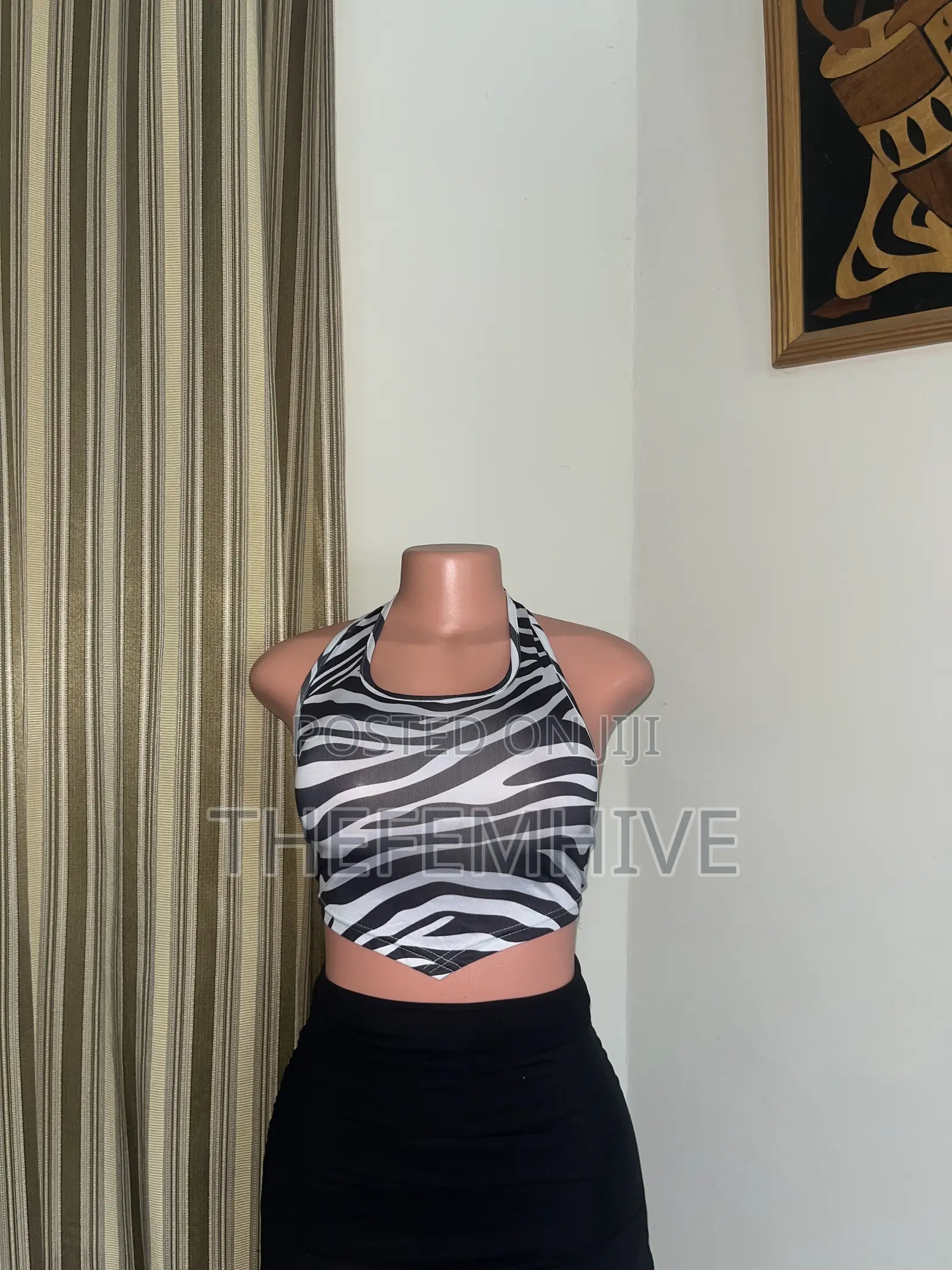 Black and White Bareback Crop Top