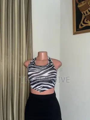 Black and White Bareback Crop Top