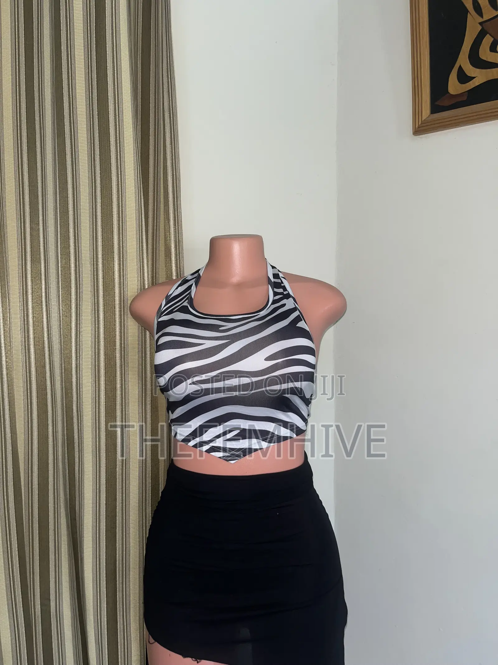 Black and White Bareback Crop Top