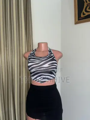 Black and White Bareback Crop Top