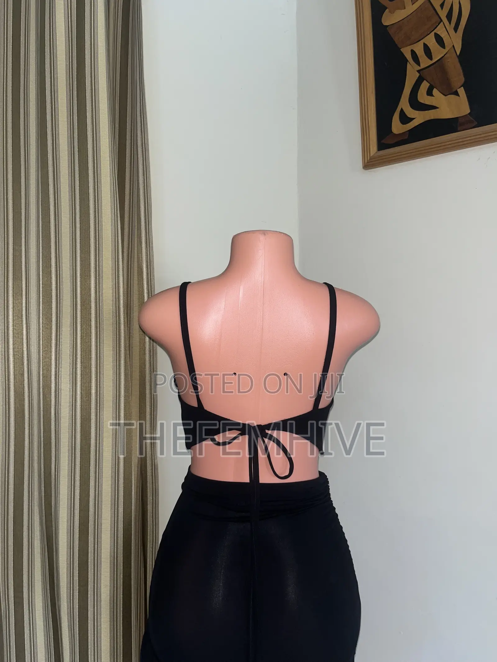 Black Backless Crop